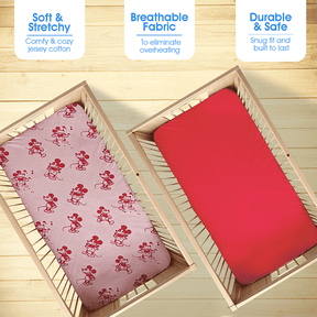 Mickey Hot Pink Fitted Cot Sheet Pack of 2 - Bodycare
