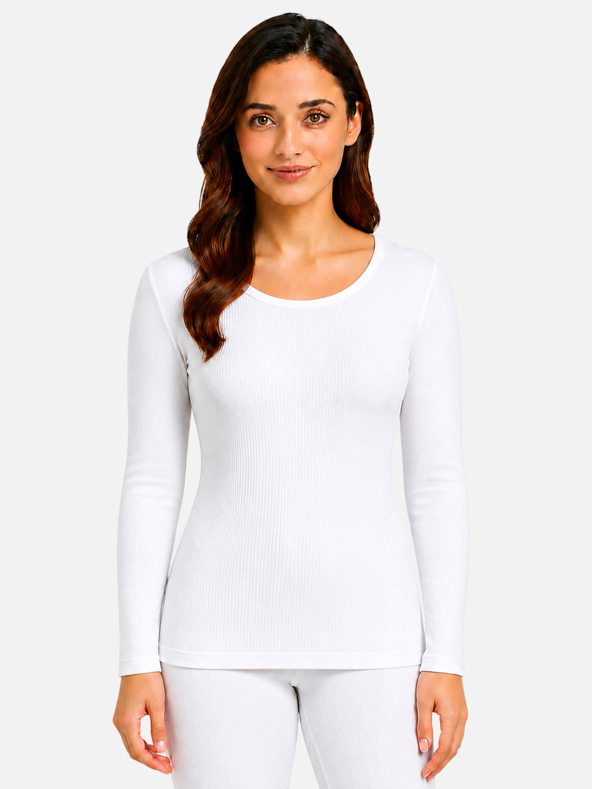 Women Round Neck Full Sleeves Thermal Top for Winter Wear, Warm Base Layer Comfort and Regular Cold Weather Use