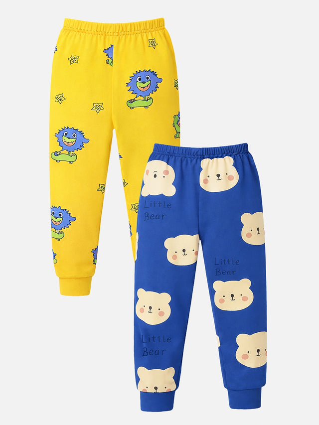 Baby Boys Self Design Pyjama with Inner Elastic for Everyday Wear, Easy Movement and Comfort - Pack of 2
