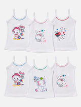 Baby Girls Cotton Rib Vest Camisole and Sleeveless Design for Comfortable Innerwear Essentials - Pack of 6
