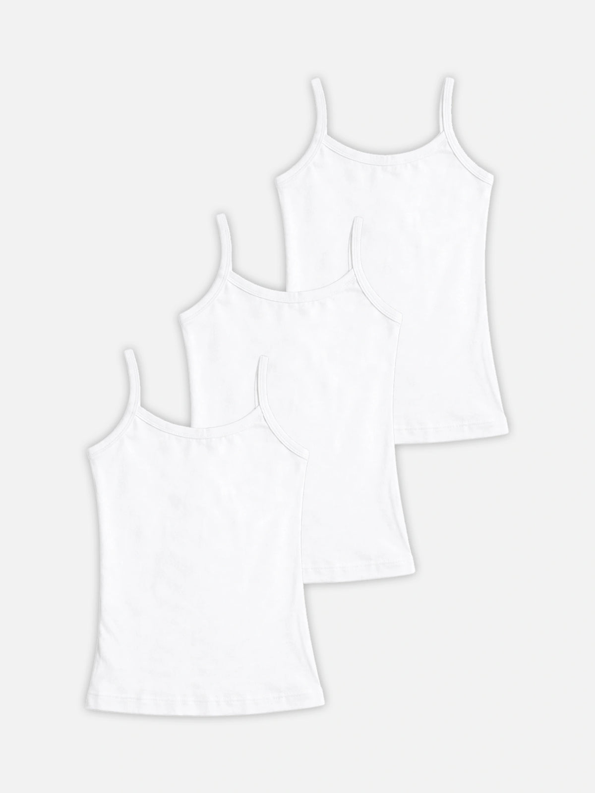 Girls Organic Innerwear Vest Camisole for Everyday Innerwear Comfort, Easy Layering and Regular Use - Pack of 3