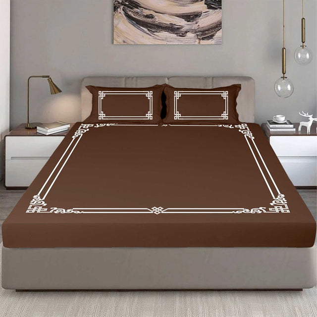 King Size Cotton Fitted Bedsheet Camel Beige - Bodycare