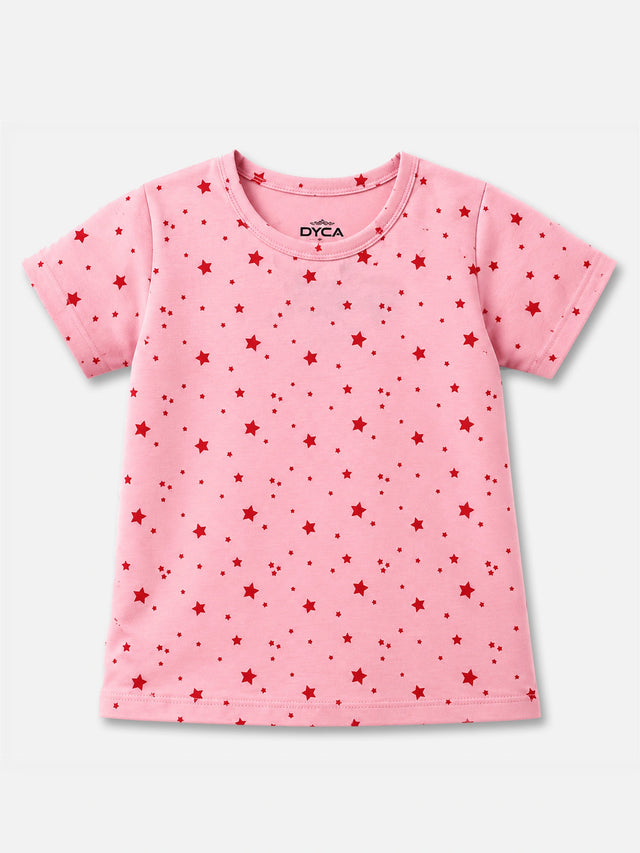 Girls 100% Cotton T-Shirt Round Neck Half Sleeves Pack of 2