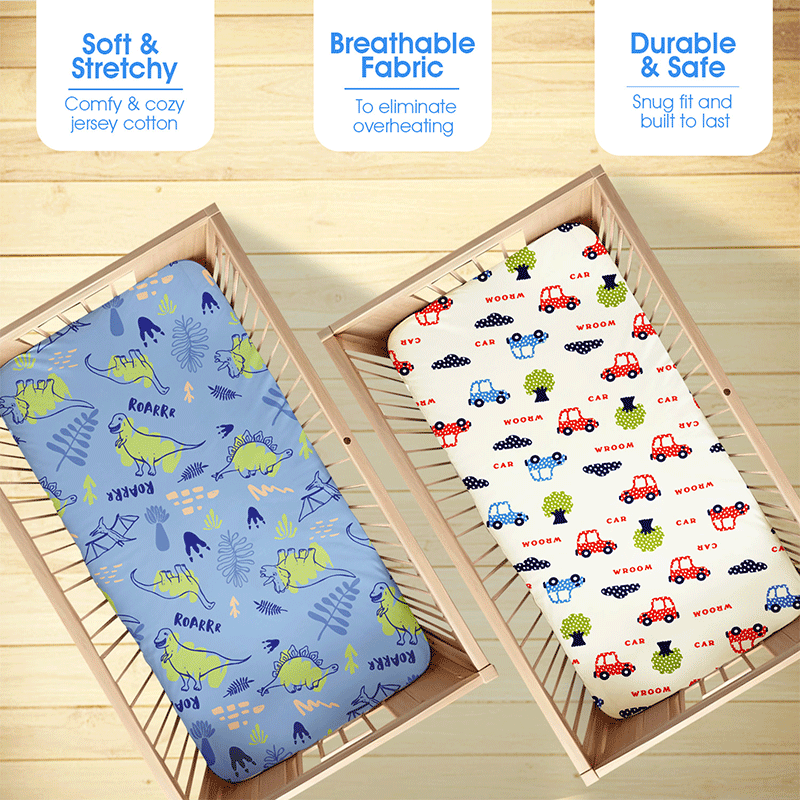 Bodycomfy 100% Cotton Hosiery Fitted Cot Sheet Pack of