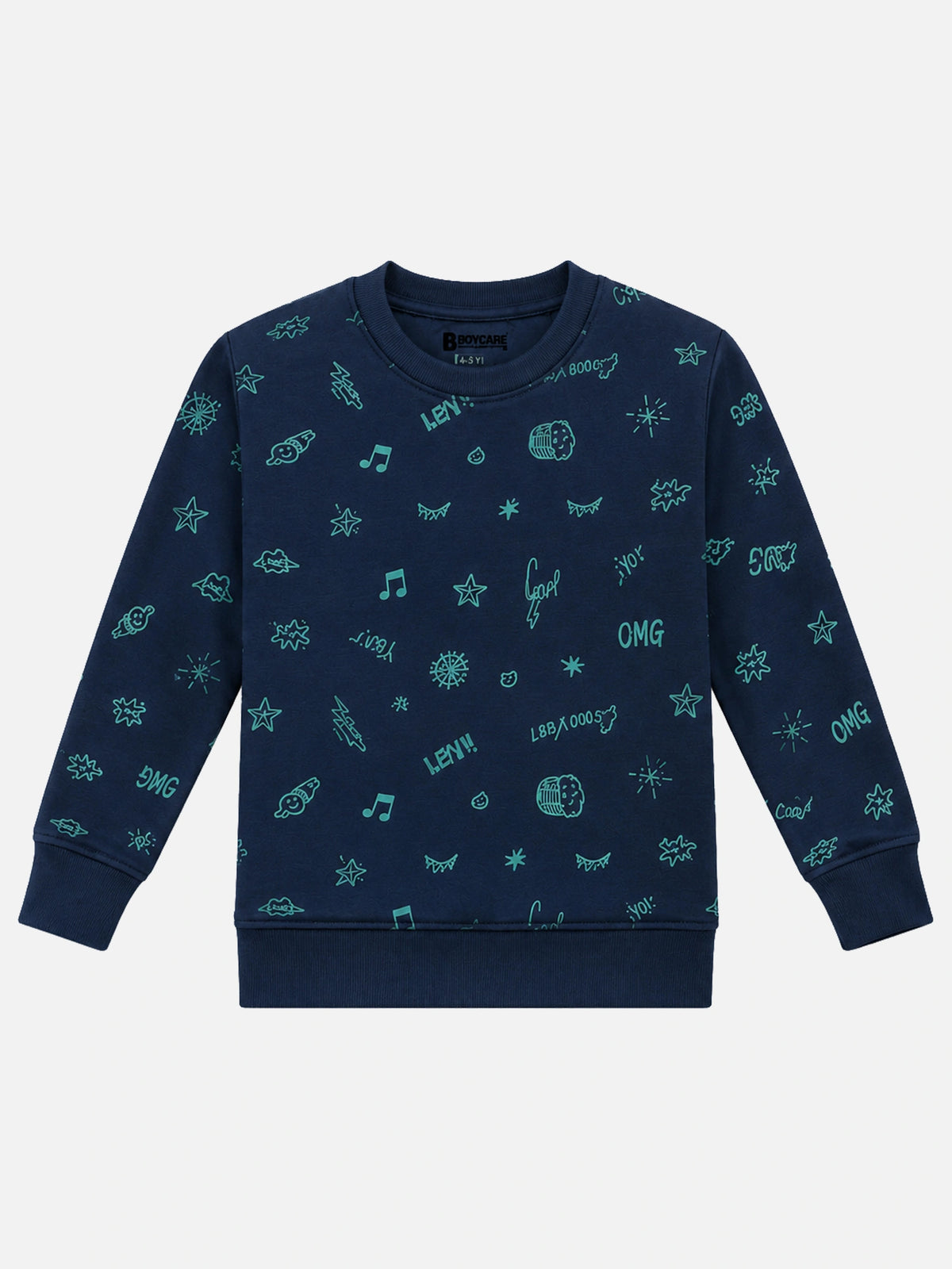 Girls Printed Round Neck Full Sleeve Sweatshirt for Casual Wear, Comfortable Coverage and Winter Wardrobe Use - Pack of 1