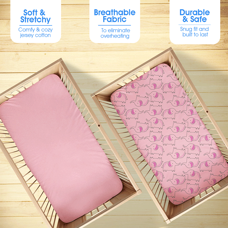 Elephant Pink Fitted Cot Sheet Pack of 2 - Bodycare