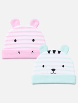 Baby Girls Cap Set for Soft Everyday Head Coverage and Practical Nursery Essentials at Home - Pack of 2