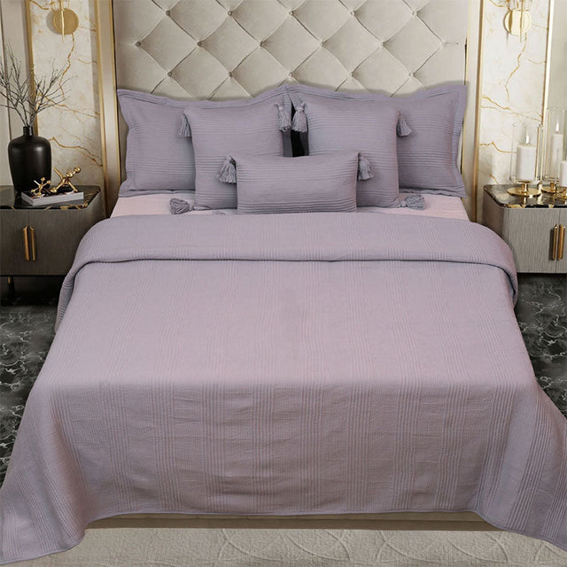 King Size Jersey Bedcover Grey Block Texture - Bodycare