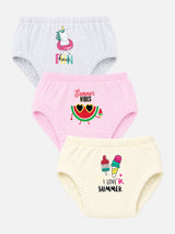 Baby Girls 100% Cotton Innerwear Panty Solid for Everyday Innerwear Comfort, Secure Fit and Regular Use - Pack of 3