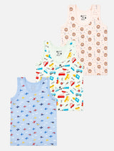 Baby Boys Innerwear Vest Round Neck Sleeveless for Everyday Innerwear Comfort, Easy Layering and Regular Use - Pack of 3