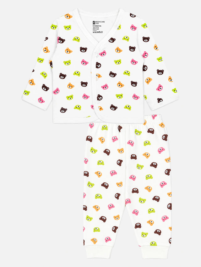 Unisex Baby Front Open Full Sleeves Thermal Set with Top and Bottom for Winter Comfort and Easy Dressing - Pack of 1