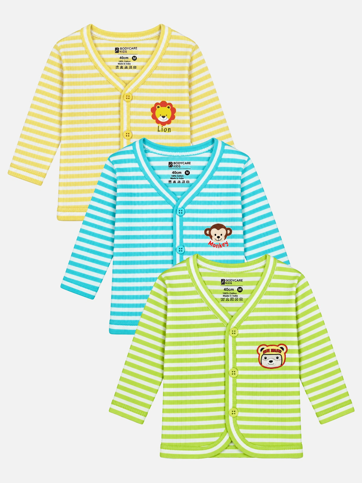 Unisex Baby Front Open Full Sleeves Thermal Top for Warm Winter Innerwear Comfort and Easy Dressing - Pack of 3