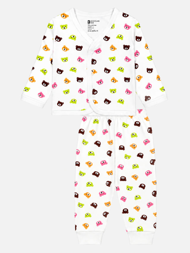 Unisex Baby Front Open Full Sleeves Thermal Set with Top and Bottom for Winter Comfort and Easy Dressing - Pack of 1