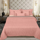 BodyComfy 100% Cotton Hosiery King-Size Fitted Bedcover – Floral Embossed Pattern