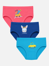 Baby Girls Panty with Inner Elastic Underwear for Comfortable Daily Innerwear, Easy Movement and Regular Use - Pack of 3