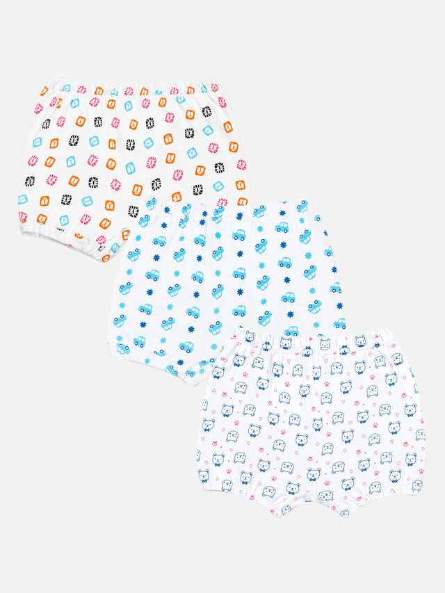 Baby Boys 100% Cotton Trunk with Inner Elastic for Everyday Innerwear Comfort and Regular Use - Pack of 3