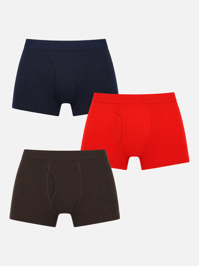 Boys 100% Cotton Innerwear Trunks with Inner Elastic for Comfortable Support, Easy Fit and Daily Movement - Pack of 3
