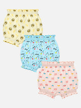 Baby Girls 100% Cotton Bloomers with Regular Fit for Everyday Innerwear Comfort and Baby Essentials - Pack of 3
