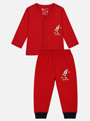 Unisex Baby Cotton Blend Front Open Top and Pyjama Set for Soft Nightwear Comfort and Easy Regular Dressing