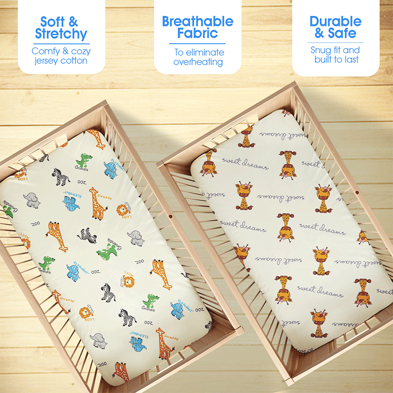 Safari Print Cotton Fitted Cot Sheet Set - Bodycare