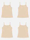 Girls 100% Cotton Printed Sleeveless Vest with Dori Neck for Everyday Innerwear Comfort and Regular Use - Pack of 4