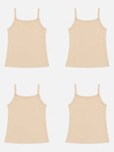 Girls 100% Cotton Printed Sleeveless Vest with Dori Neck for Everyday Innerwear Comfort and Regular Use - Pack of 4
