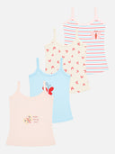 Baby Girls Minnie & Friends Innerwear Vest Camisole Sleeveless for Everyday Comfort, Easy Layering and Wardrobe Essentials - Pack of 4