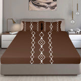 King Size Cotton Bedsheet Burgundy Geometric - Bodycare