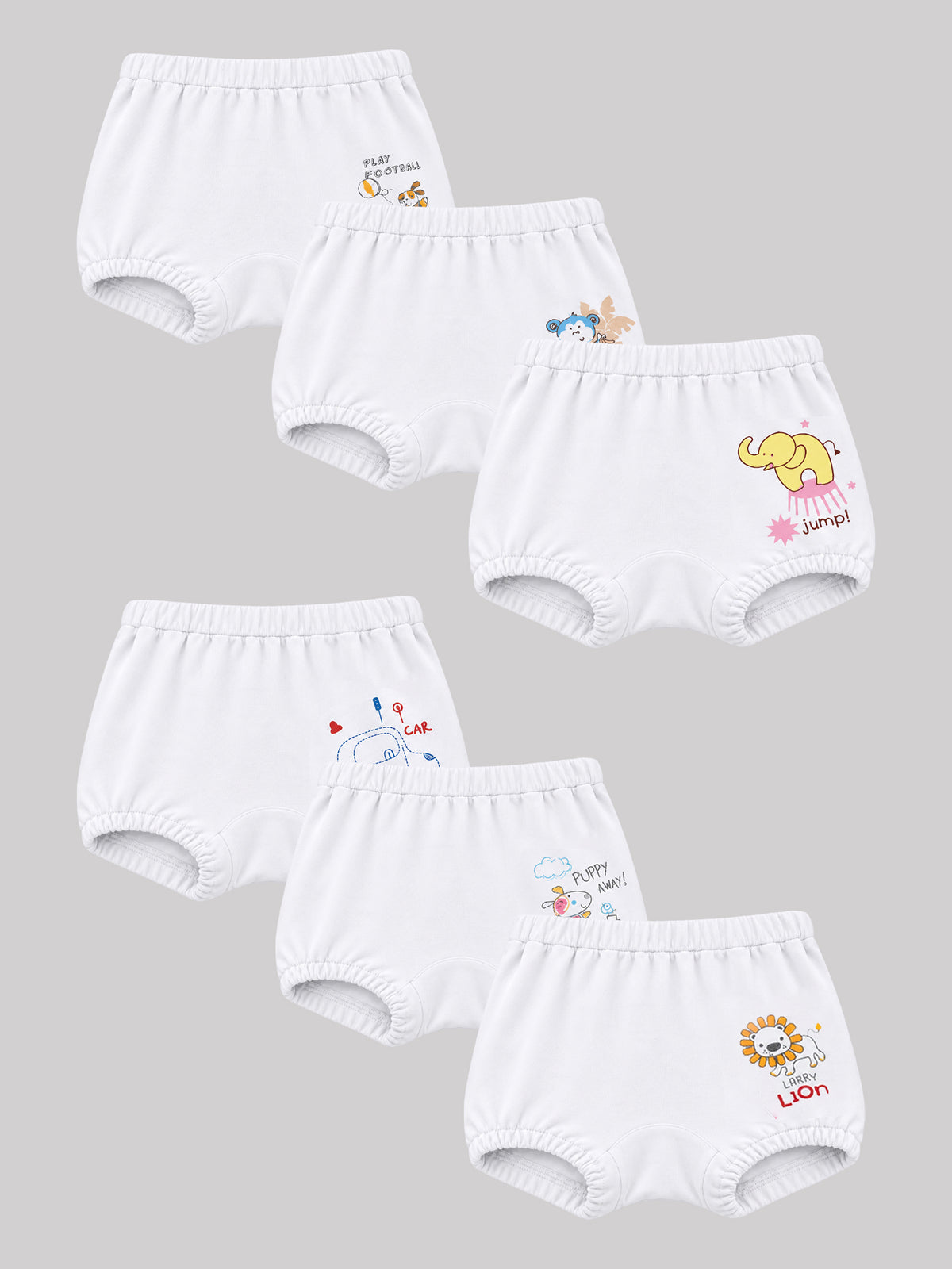 Baby Boys Single Jersey Trunk with Inner Elastic Waistband for Comfortable Innerwear Essentials - Pack of 6