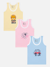 Baby Boys Sleeveless Round Neck Vest Innerwear for Smooth Comfort, Easy Dressing and Everyday Essentials - Pack of 3