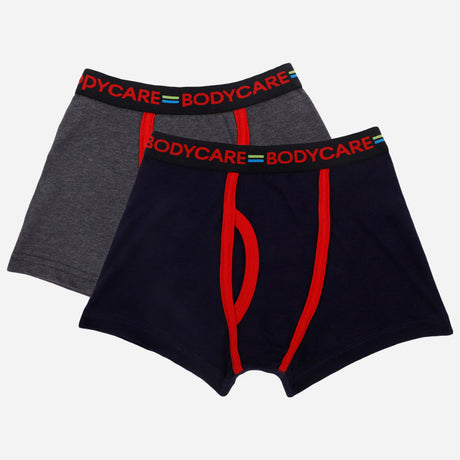 Boys' boxer briefs multipack, navy and grey, with red trim and elastic waistband