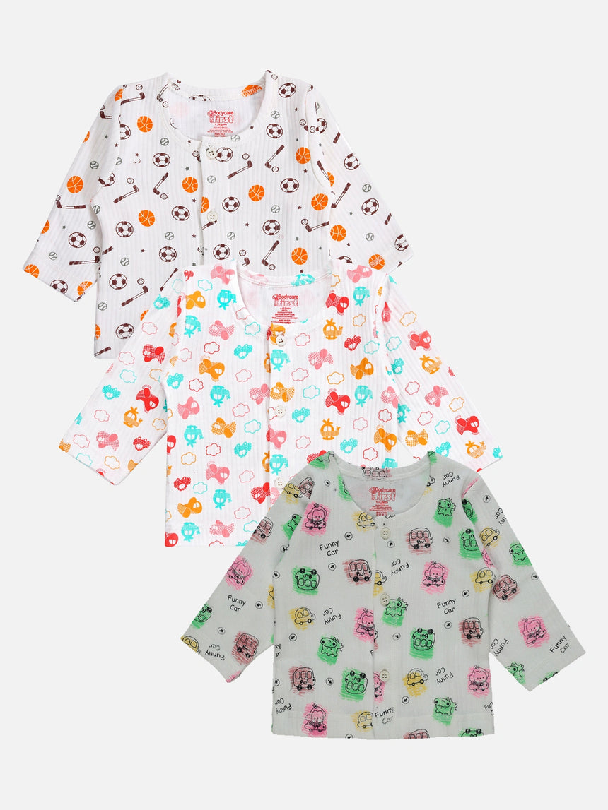 Unisex Top Thermal Front Open Pack of 3