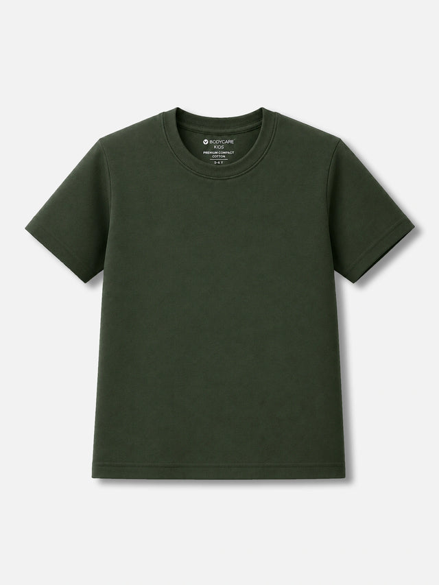 Boys 100% Cotton Plain T-Shirt Round Neck Half Sleeves Casual Wear Top for School, Play and Daily Use