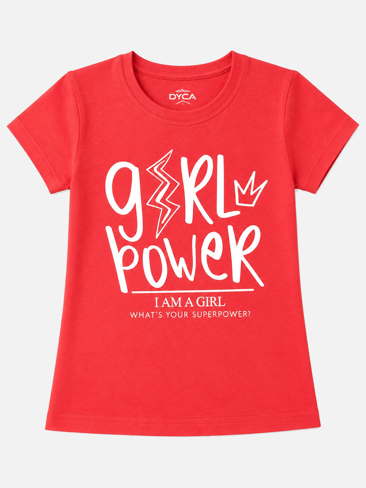Girls 100% Cotton Typographic Printed Round Neck Half Sleeve T-Shirt for Everyday Casual Wear and Regular Wardrobe Use