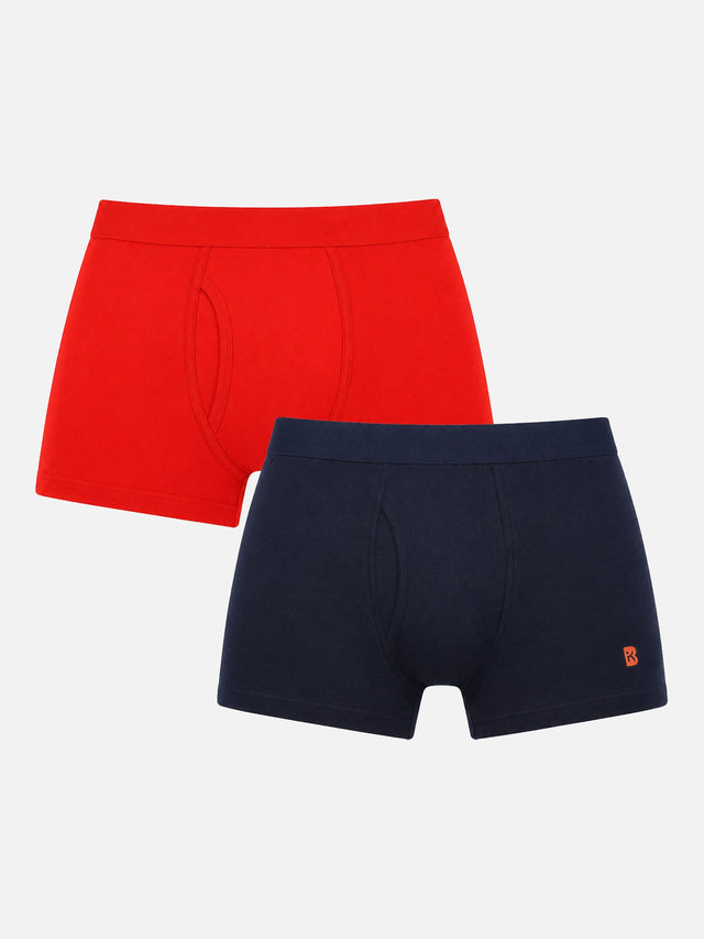 Boys Cotton Solid Innerwear Trunks with Inner Elastic, Soft Breathable Fabric and Stretchable Comfort Fit - Pack of 2