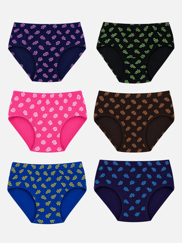 Baby Girls Printed Panty with Inner Elastic Waistband for Comfortable Everyday Innerwear Essentials - Pack of 6