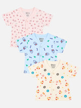 Unisex Baby Printed Round Neck Half Sleeves Vest for Innerwear Comfort and Easy Everyday Use - Pack of 3