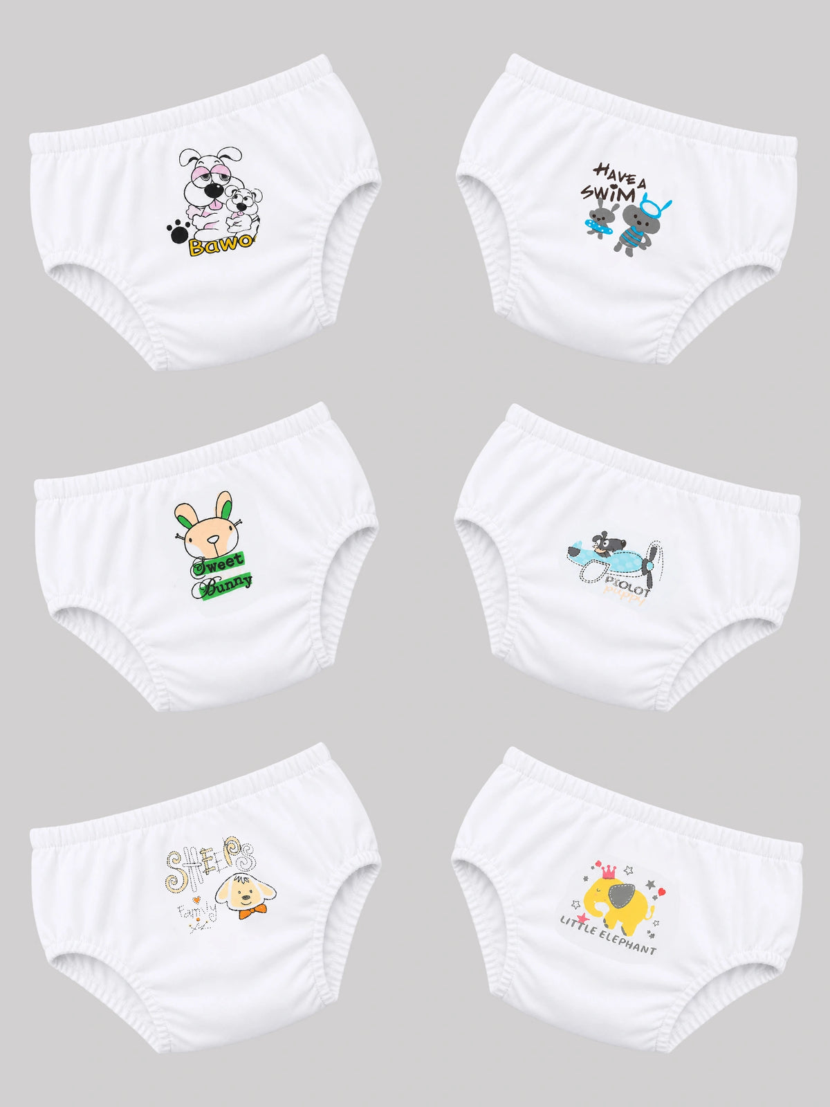 Baby Girls Printed Panty with Inner Elastic Waistband for Soft Everyday Innerwear Comfort and Regular Use - Pack of 6