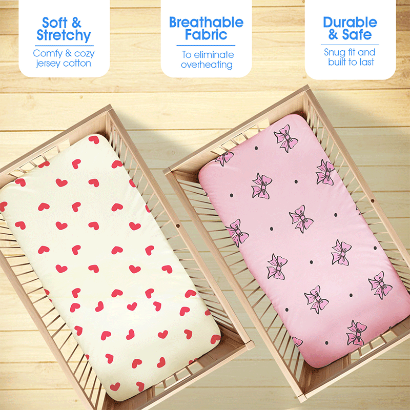 Bodycomfy 100% Cotton Hosiery Fitted Cot Sheet Pack of All Over Pr