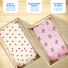All Over Print Fitted Cot Sheet Pack of 2 - Bodycare