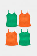 Girls 100% Cotton Camisole Sleeveless Vest for Everyday Innerwear Comfort and Easy Layering - Pack of 4