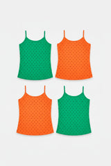 Girls 100% Cotton Camisole Sleeveless Vest for Everyday Innerwear Comfort and Easy Layering - Pack of 4
