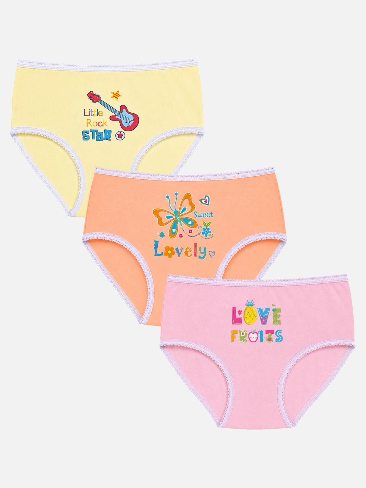 Girls Innerwear Panty with Top Elastic for Comfortable Everyday Fit, Easy Support and Wardrobe Essentials - Pack of 3
