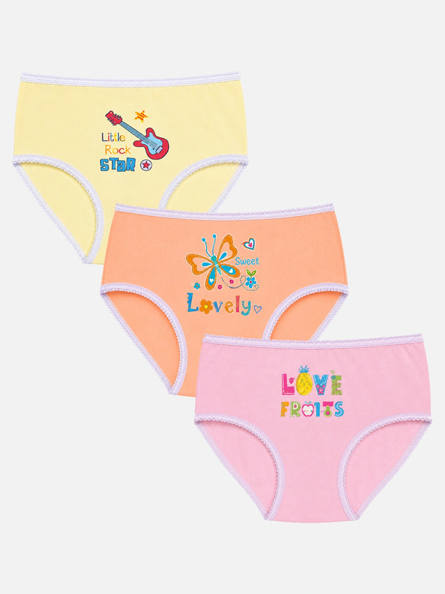 Girls Innerwear Panty with Top Elastic for Comfortable Everyday Fit, Easy Support and Wardrobe Essentials - Pack of 3