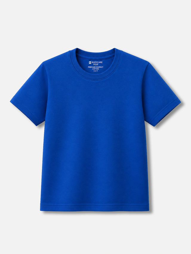 Boys 100% Cotton Plain T-Shirt Round Neck Half Sleeves Casual Wear Top for School, Play and Daily Use