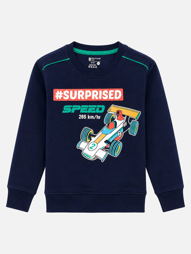 Boys Fleece Round Neck Full Sleeve Sweatshirt for Cozy Winter Wear, Casual Comfort and Everyday Wardrobe Styling - Pack of 1