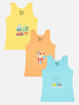 Unisex Baby 100% Cotton Round Neck Sleeveless Innerwear Vest for Easy Dressing and Everyday Comfort - Pack of 3