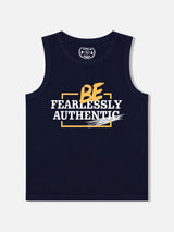 Boys Cotton Printed Sleeveless T-Shirt with Round Neck and Regular Fit for Casual Wear and Easy Movement