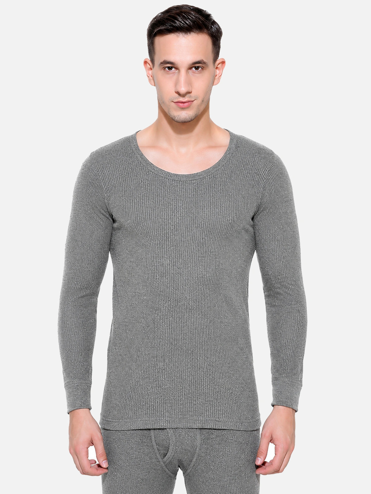 Men Thermal Top with Round Neck and Full Sleeves for Winter Wear, Warm Base Layer Comfort and Regular Use