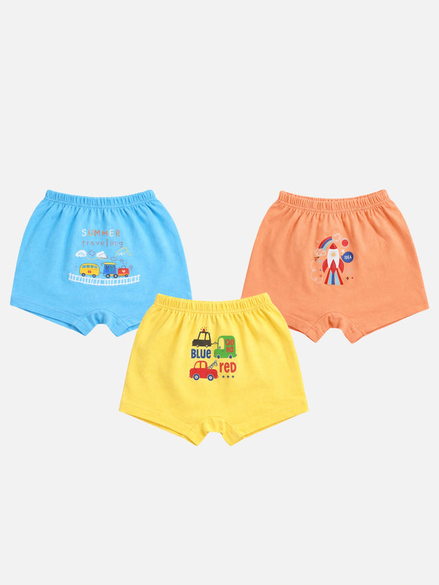 Baby 100% Cotton Trunk with Inner Elastic for Everyday Innerwear Comfort and Regular Use - Pack of 3